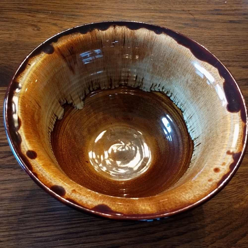 GORGEOUS Signed Art Studio Dryden Pottery 8" Decorative Drip Glaze Bowl